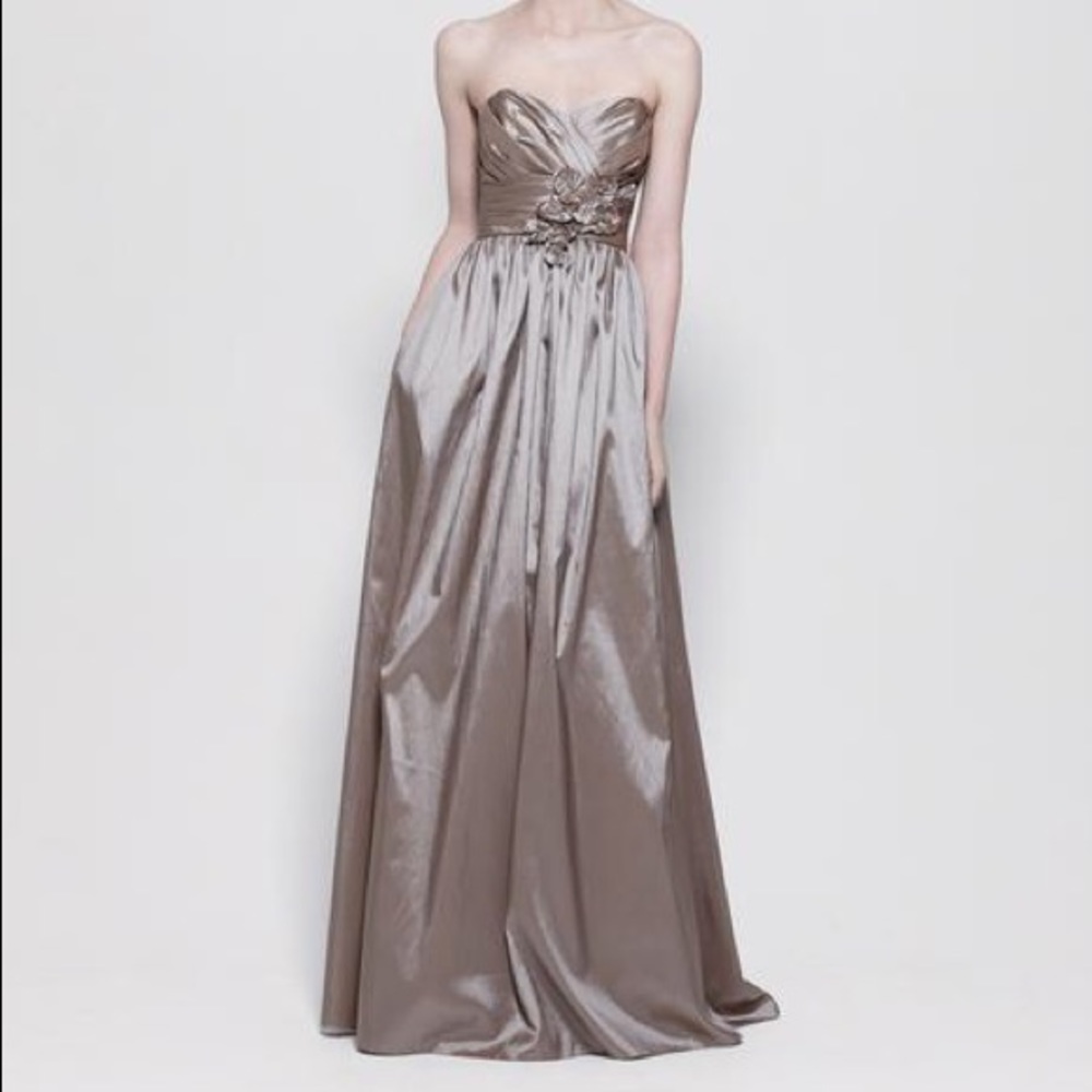 Watters Taffeta Gown Overlay Evening Formal Puffy Shiny Wedding crinkle Dress 6